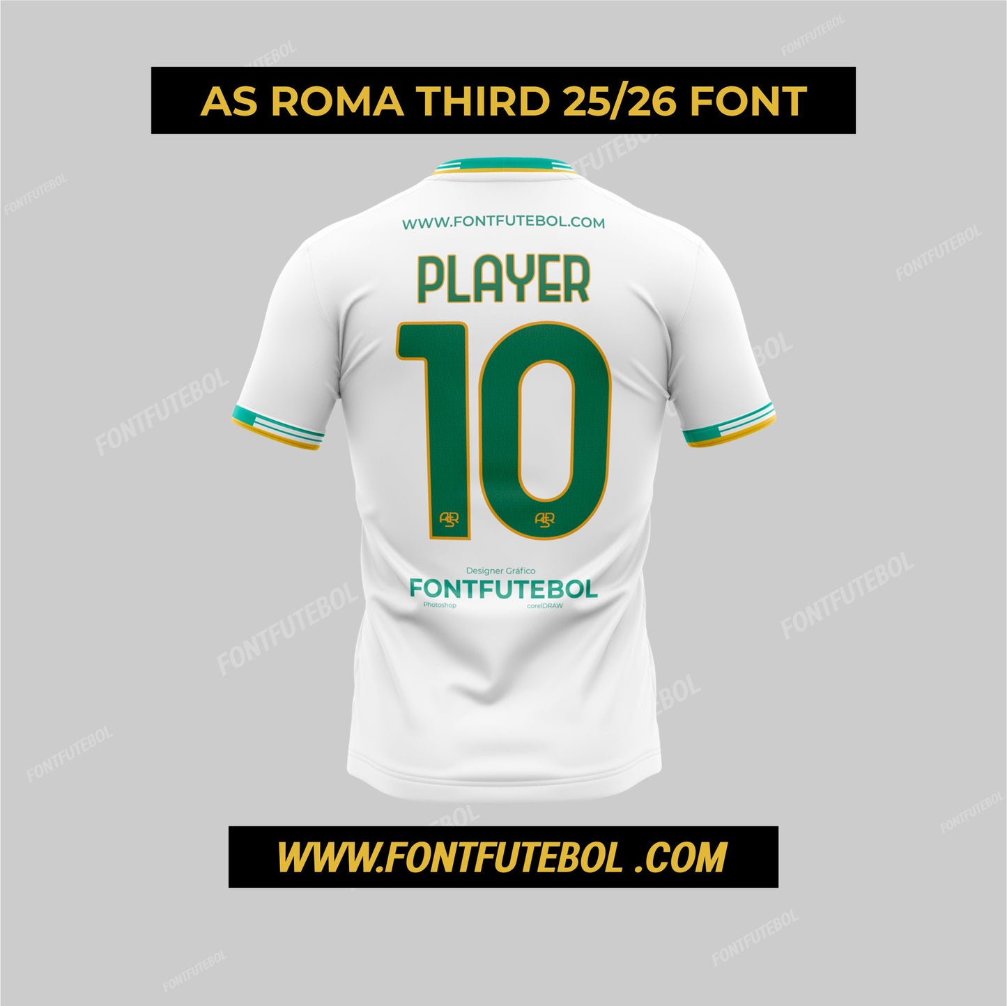 AS ROMA 2025/2026 THIRD + HOME KIT FONT