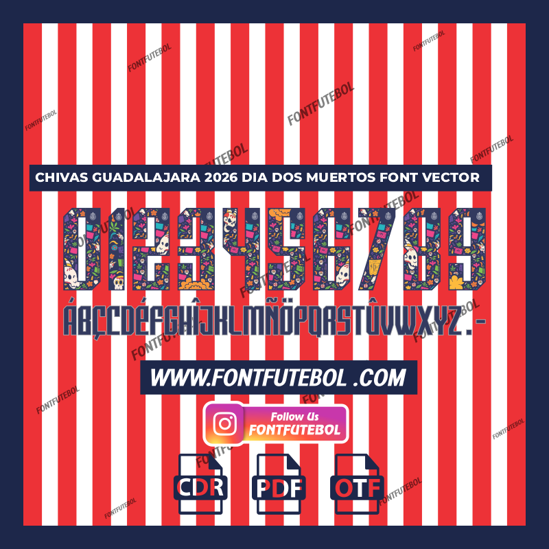 CHIVAS GUADALAJARA 2026 DIA DE MUERTOS FONT VECTOR