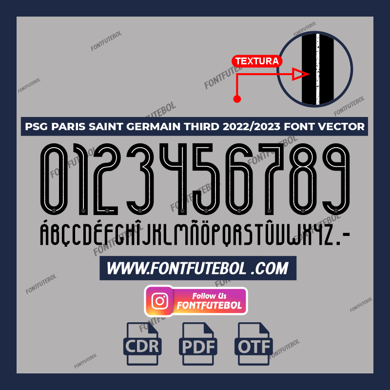 PSG PARIS SAINT GERMAIN THIRD 2022/2023 FONT VECTOR
