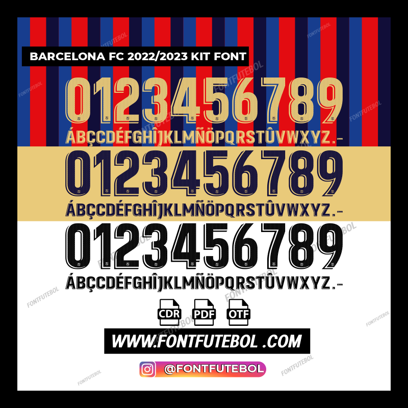 BARCELONA FC UCL 2022/2023 KIT FONT