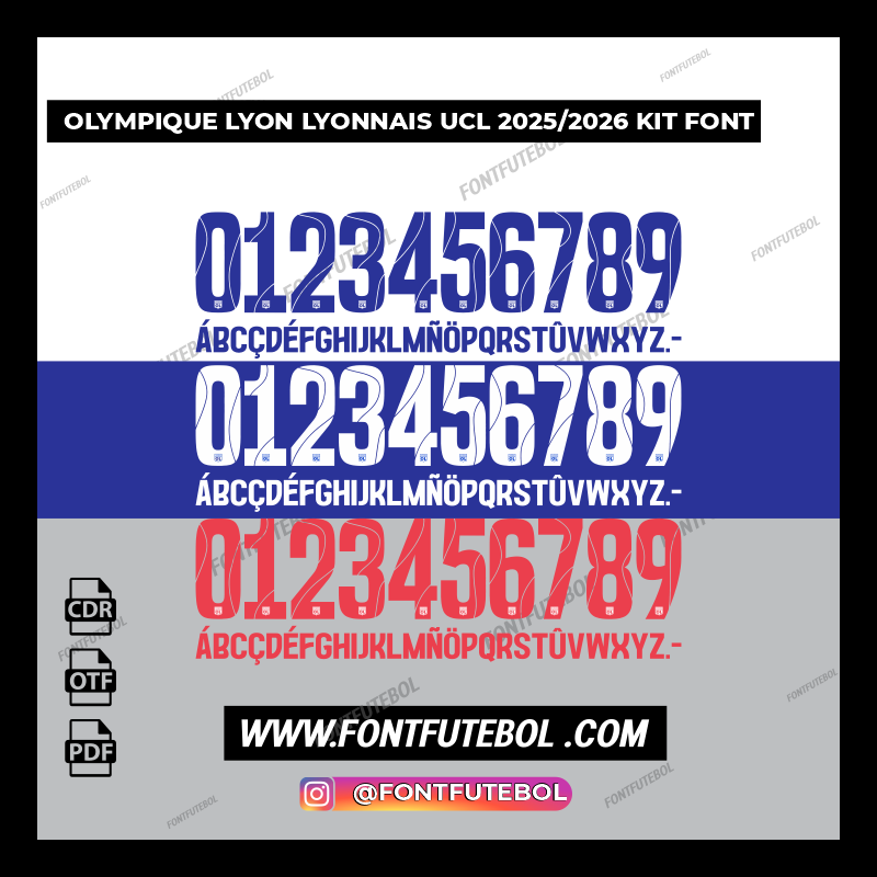 OLYMPIQUE LYON LYONNAIS UCL 2025/2026 KIT FONT