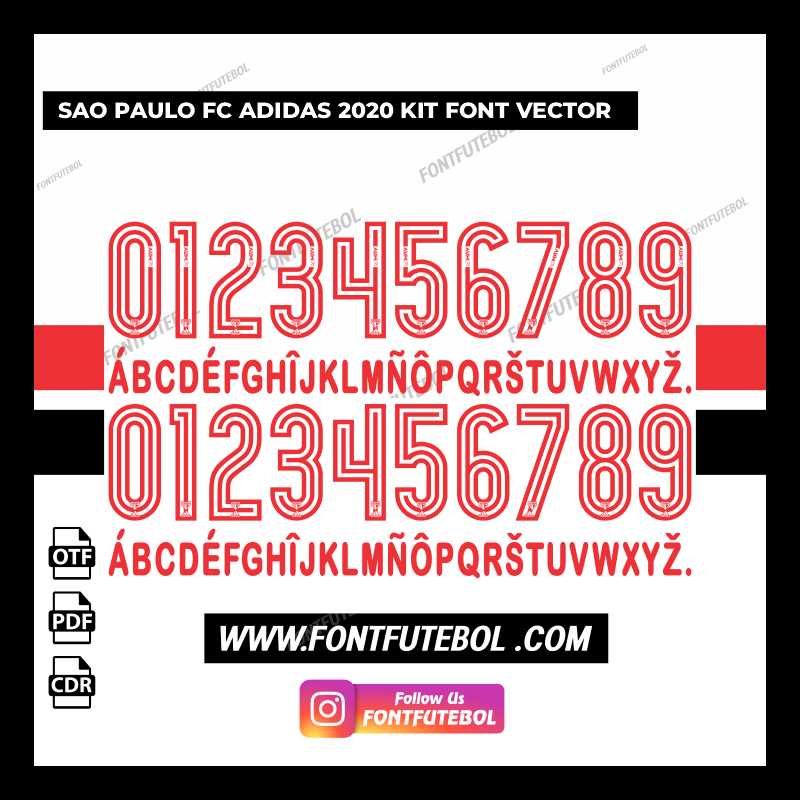 SAO PAULO FC ADIDAS 2020 KIT FONT VECTOR