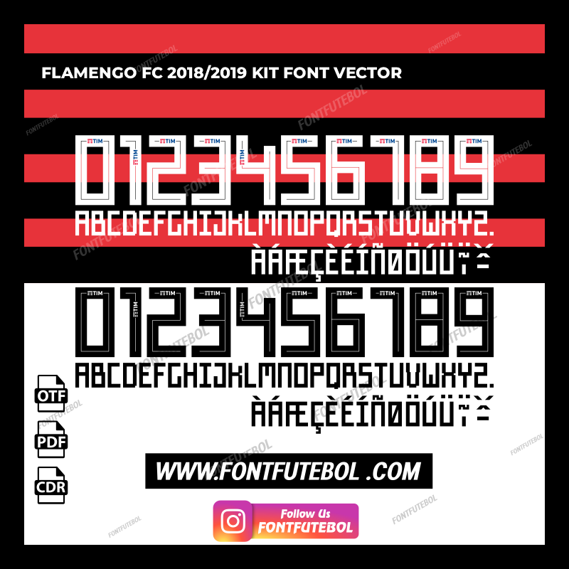 FLAMENGO FC 2018/2019 KIT FONT VECTOR