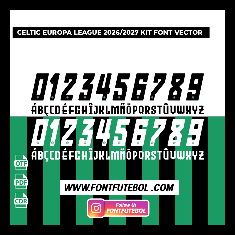 CELTIC EUROPA LEAGUE 2026/2027 KIT FONT VECTOR