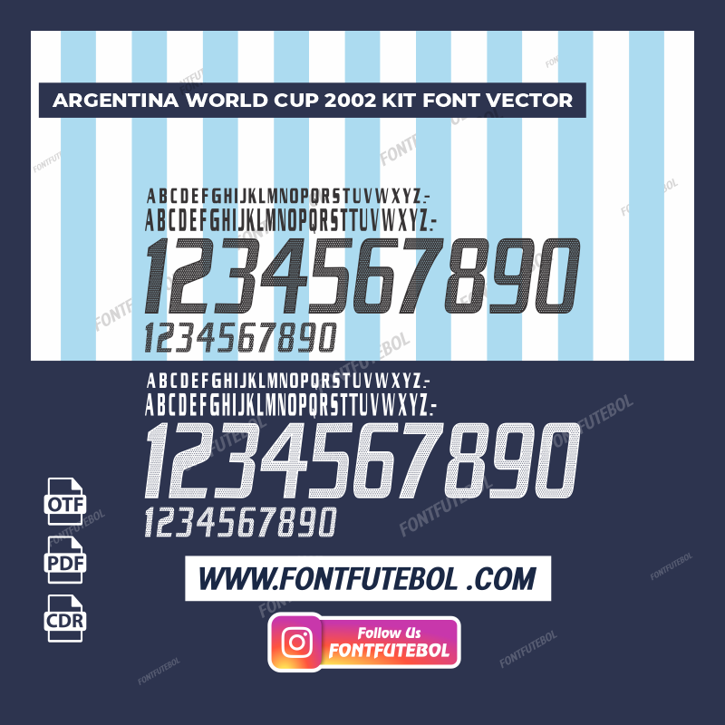 ARGENTINA WORLD CUP 2002 KIT FONT VECTOR