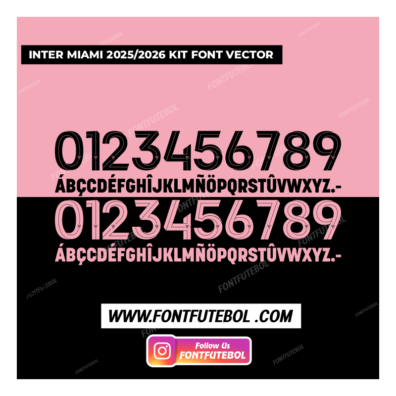 INTER MIAMI CLUB WORLD CUP 2025 KIT FONT VECTOR