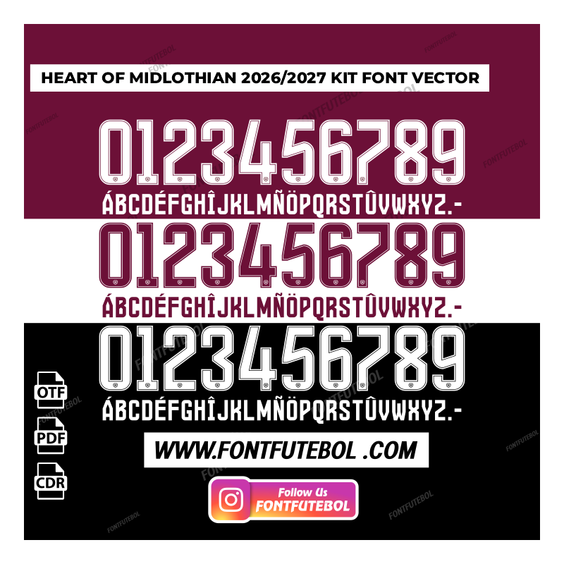 HEART OF MIDLOTHIAN 2026/2027 KIT FONT VECTOR