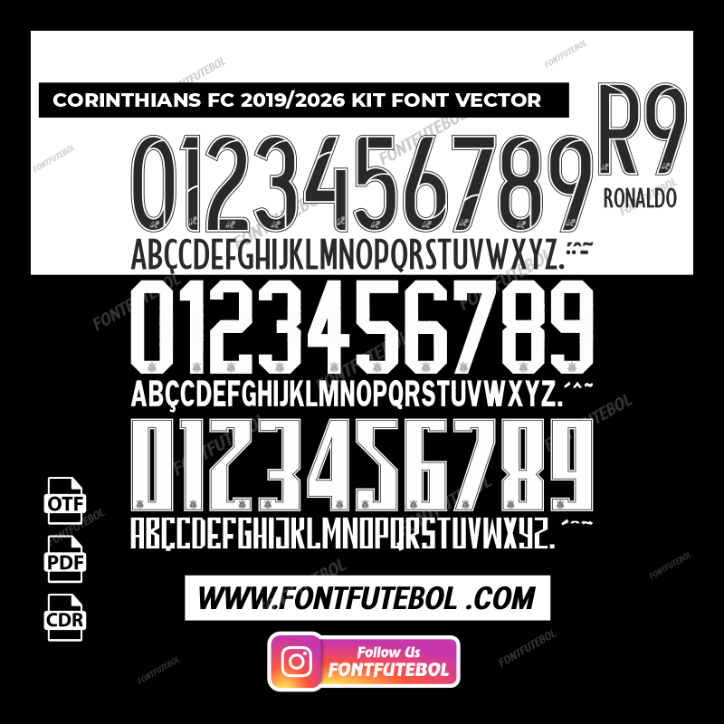 CORINTHIANS FC 2019/2020 KIT FONT VECTOR