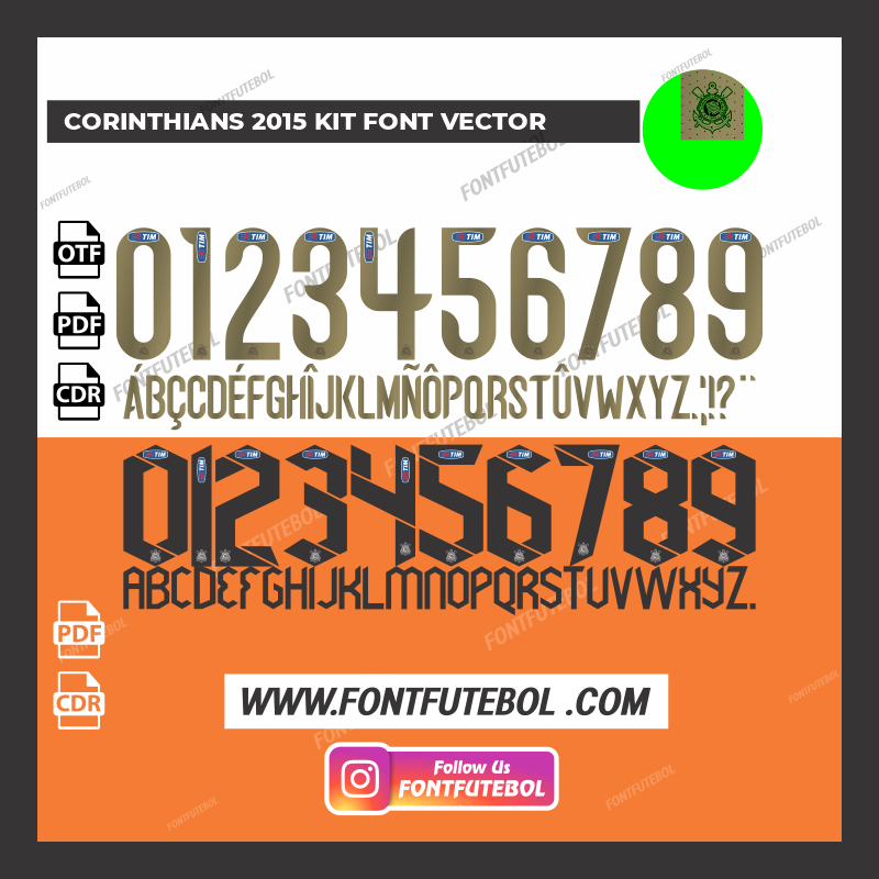 CORINTHIANS FC 2015 KIT FONT VECTOR