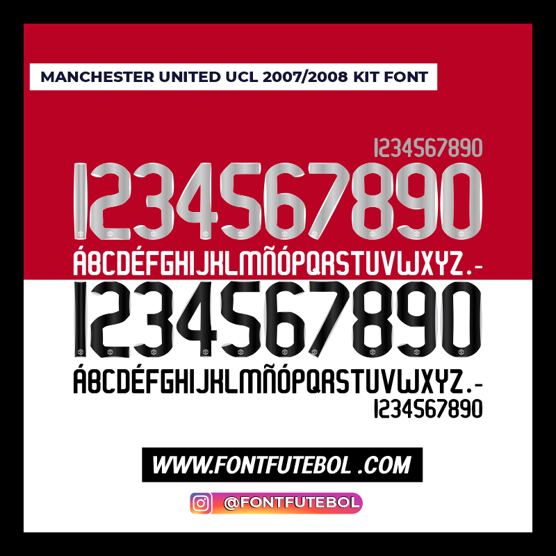 MANCHESTER UNITED UCL 2007/2008 FONT KIT