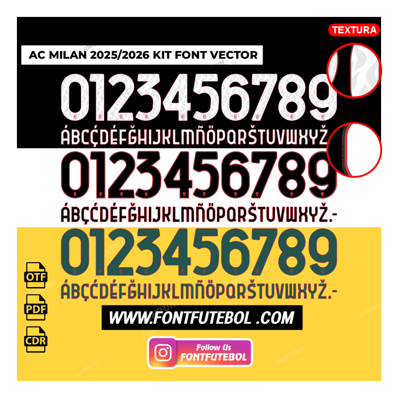AC MILAN 2025/2026 KIT FONT VECTOR