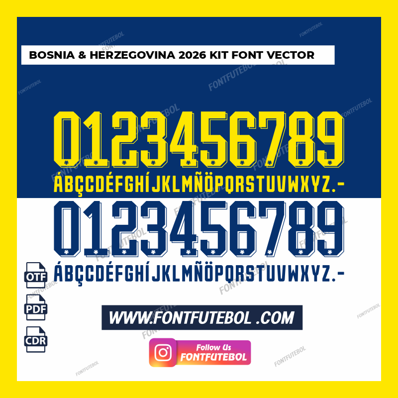 BOSNIA & HERZEGOVINA 2026/2027 KIT FONT VECTOR