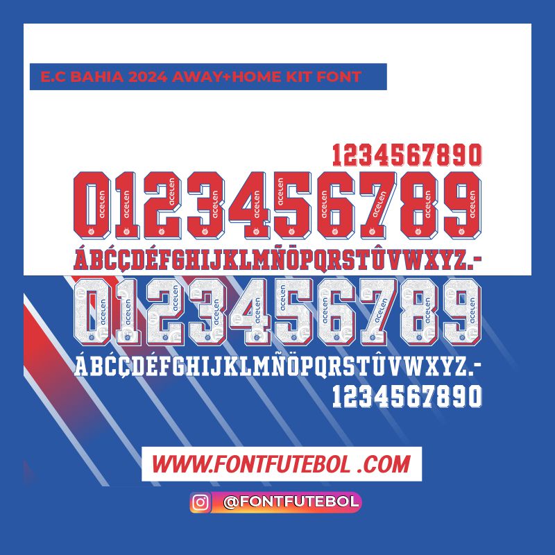 E. CLUBE BAHIA HOME + AWAY 2024 KIT FONT