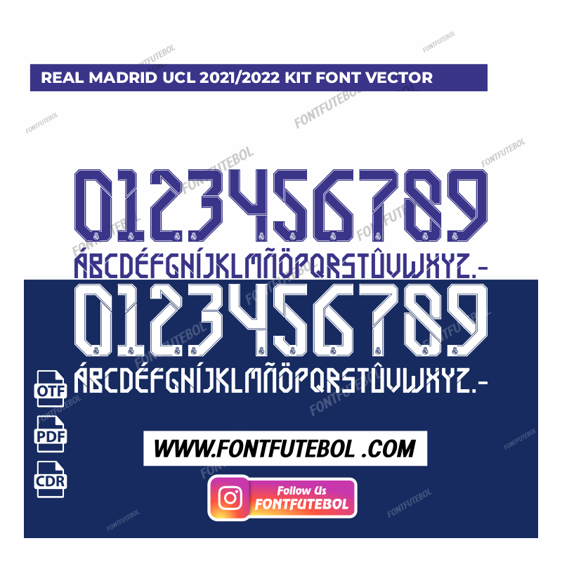 REAL MADRID UCL 2021/2022 KIT FONT VECTOR