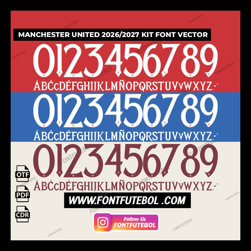 MANCHESTER UNITED 2026/2027 KIT FONT VECTOR