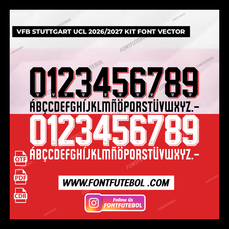 VFB STUTTGART UCL 2026/2027 KIT FONT VECTOR