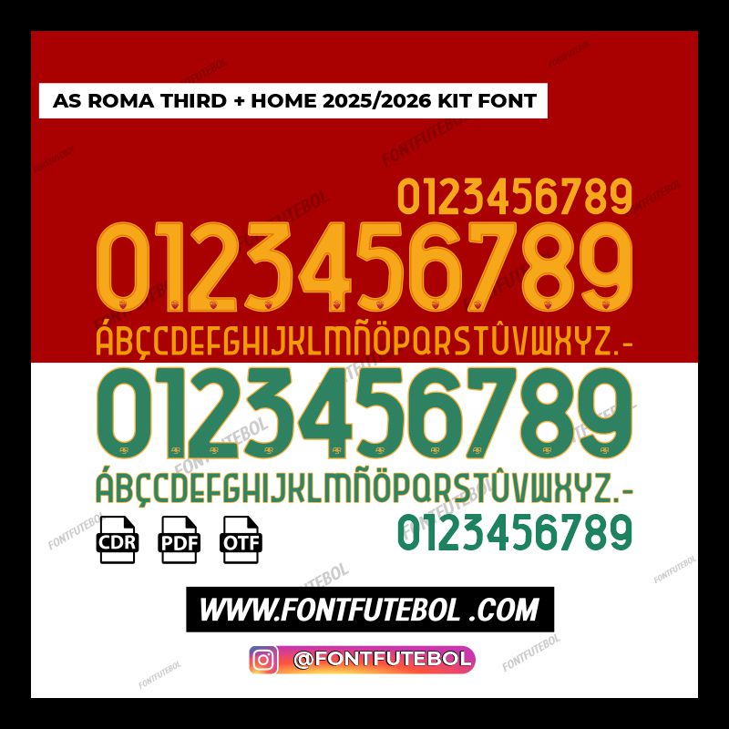 AS ROMA 2025/2026 THIRD + HOME KIT FONT