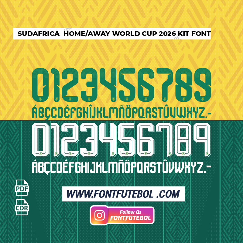 SOUTH AFRICA HOME/AWAY WORLD 2026 KIT FONT