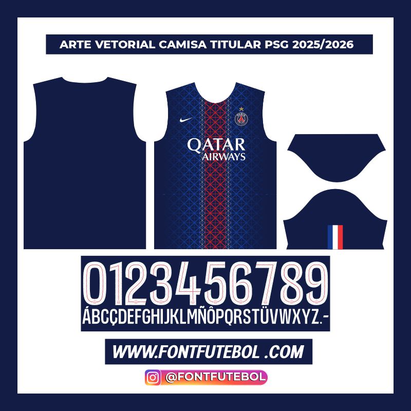 Camiseta local del PSG 2025/2026 con arte vectorial