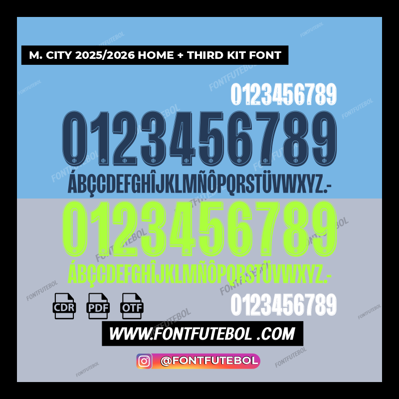 MANCHESTER CITY HOME/THIRD 2025/2026 FONT KIT
