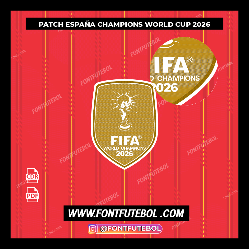 PATCH BADGE ESPAÑA CHAMPION WORLD CUP 2026 VECTOR