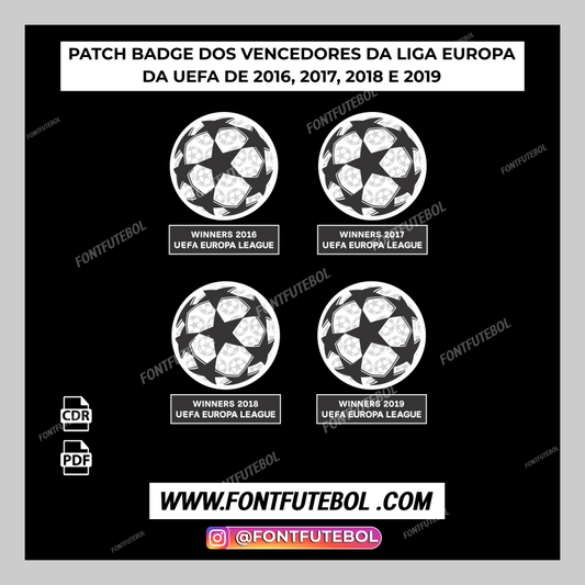 PATCH BADGE DOS VENCEDORES DA LIGA EUROPA DA UEFA DE 2016, 2017, 2018, 2019
