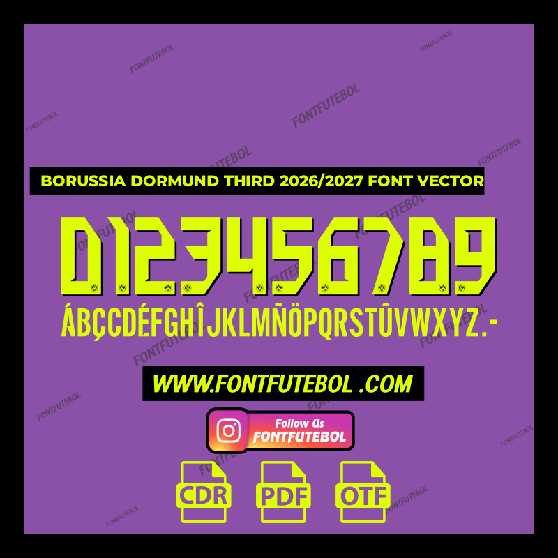 BORUSSIA DORMUND THIRD 2026/2027 FONT VECTOR