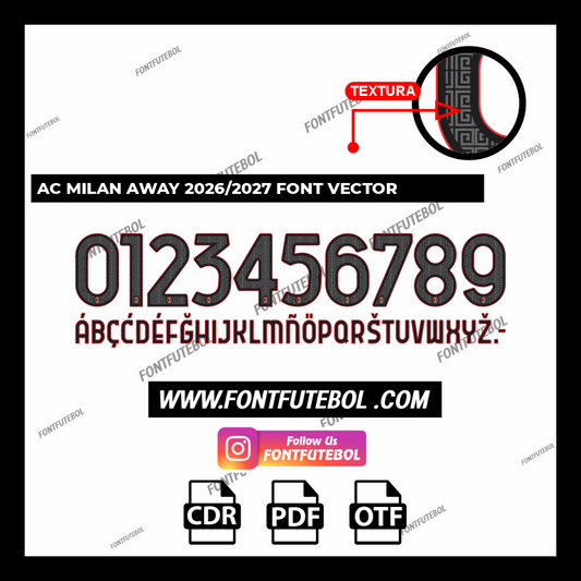 AC MILAN AWAY 2026/2027 FONT VECTOR