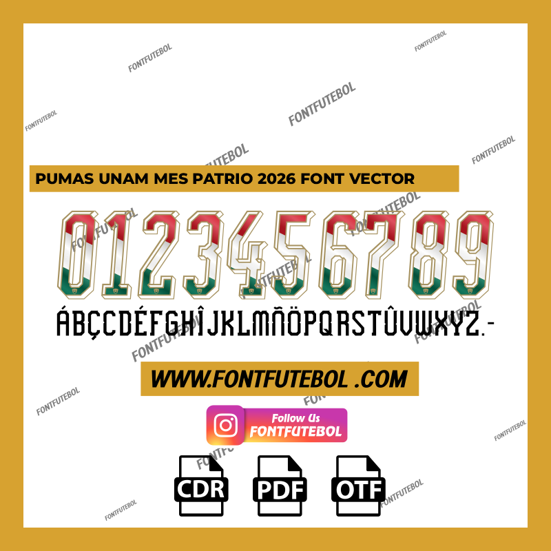PUMAS UNAM MES PATRIO 2026 FONT VECTOR
