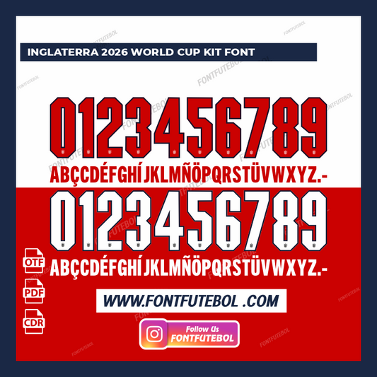 INGLATERRA 2026  WORLD CUP KIT FONT