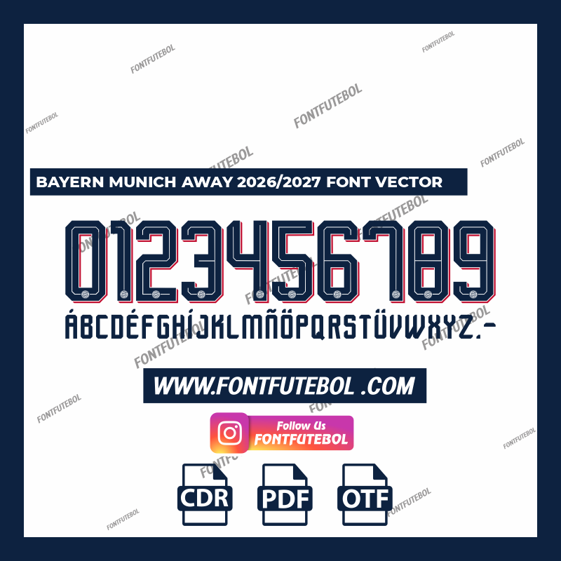 BAYERN MUNICH AWAY 2026/2027 FONT VECTOR