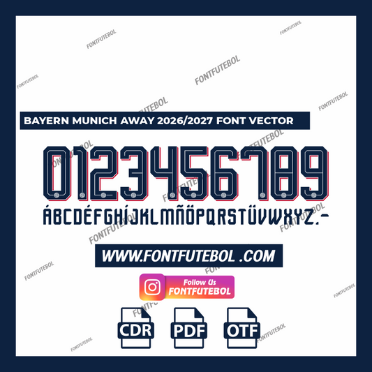 BAYERN MUNICH AWAY 2026/2027 FONT VECTOR
