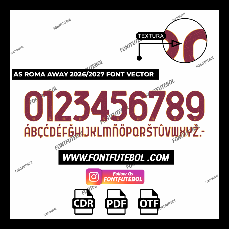 AS ROMA AWAY 2026/2027 FONT VECTOR