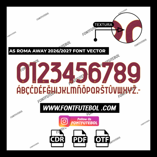AS ROMA AWAY 2026/2027 FONT VECTOR