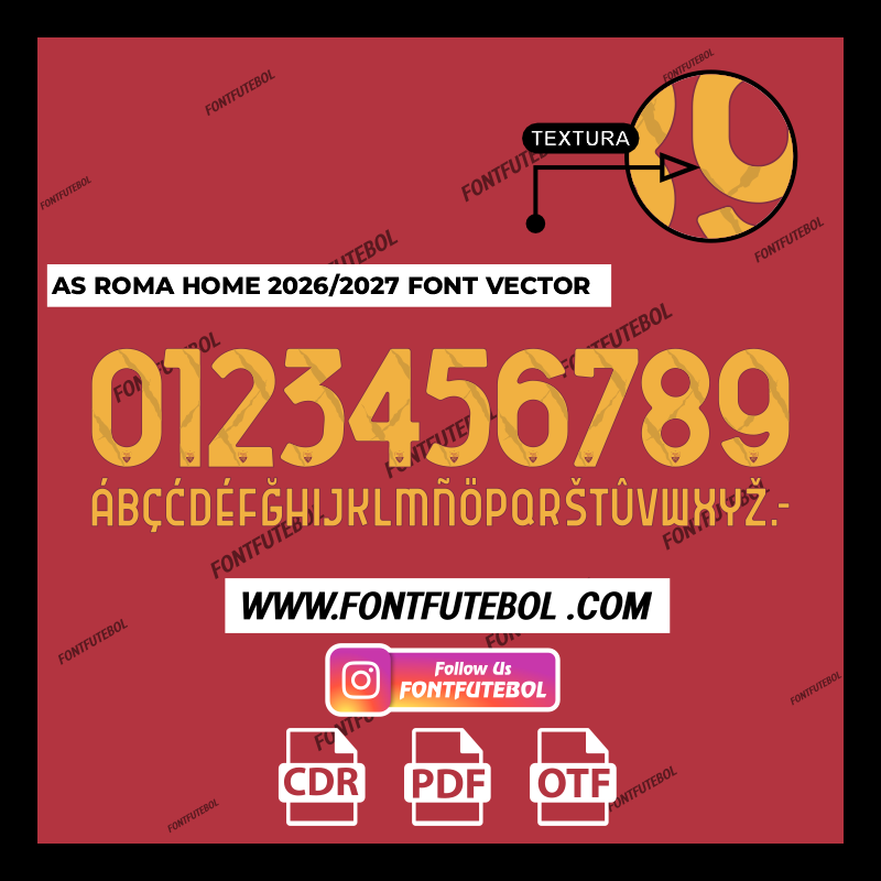 AS ROMA HOME 2026/2027 FONT VECTOR
