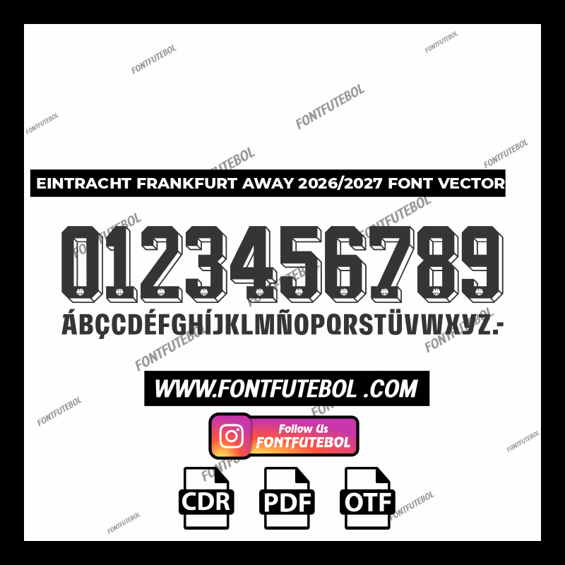 EINTRANCHT FRANKFURT AWAY 2026/2027 FONT VECTOR