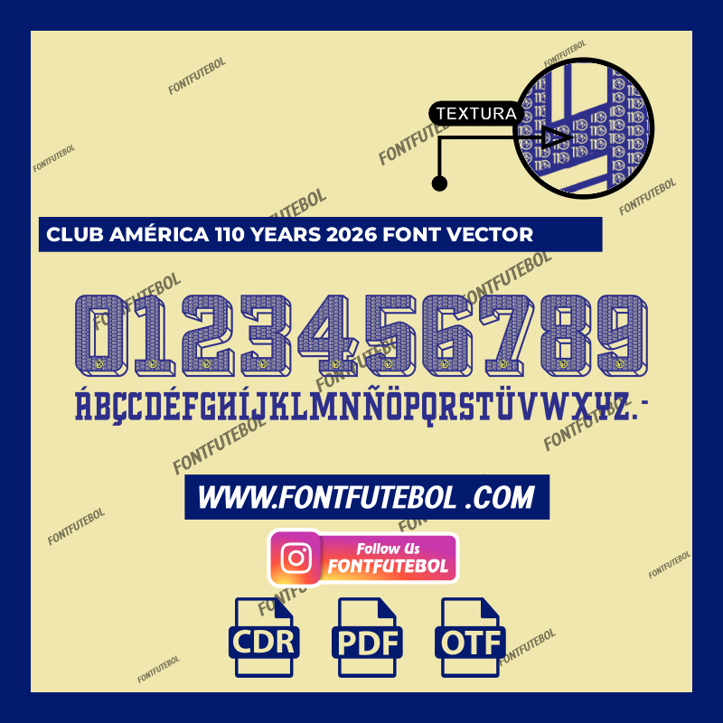 CLUB AMÉRICA 110 YEARS 2026 FONT VECTOR