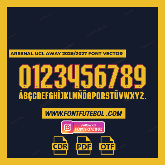 ARSENAL UCL AWAY 2026/2027 FONT VECTOR