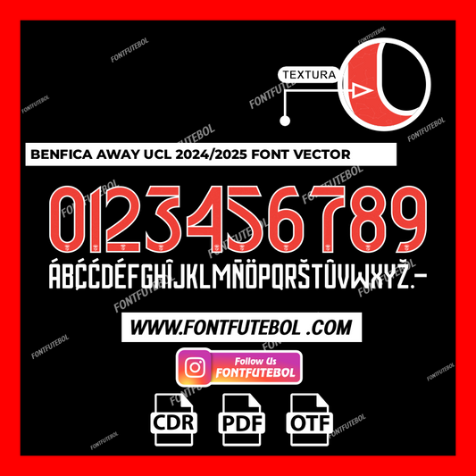 BENFICA AWAY UCL 2024/2025 FONT VECTOR