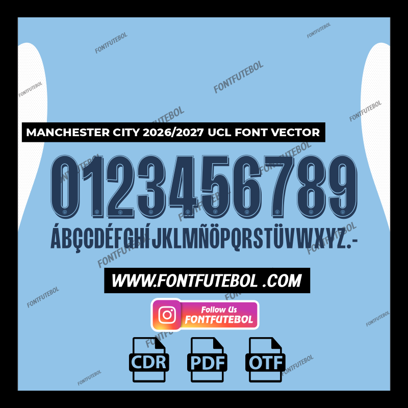 MANCHESTER CITY 2026/2027 UCL FONT VECTOR