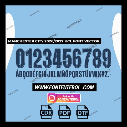 MANCHESTER CITY 2026/2027 UCL FONT VECTOR