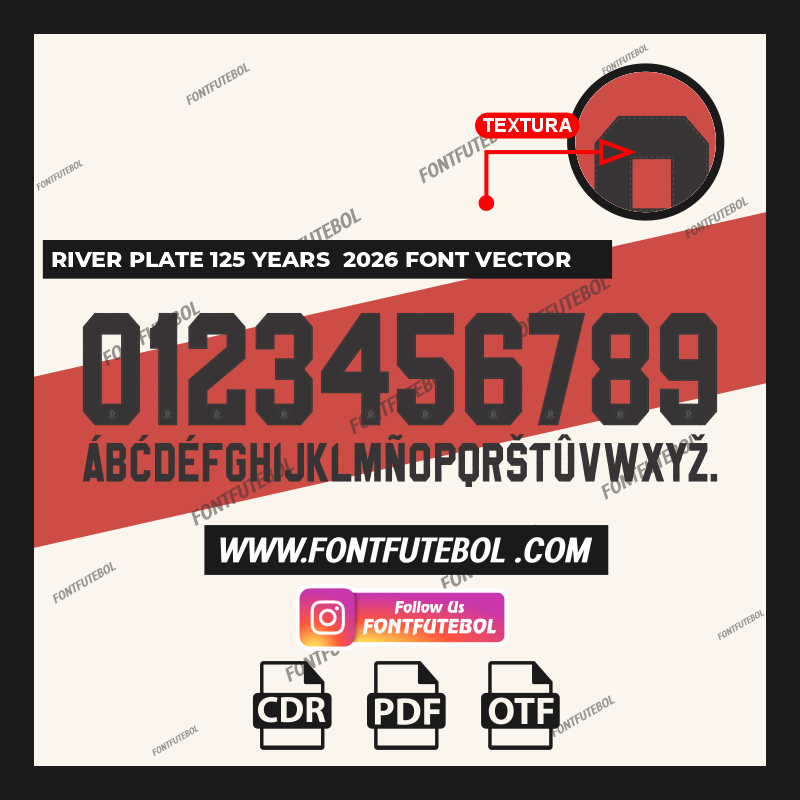 RIVER PLATE 125 YEARS  2026 FONT VECTOR