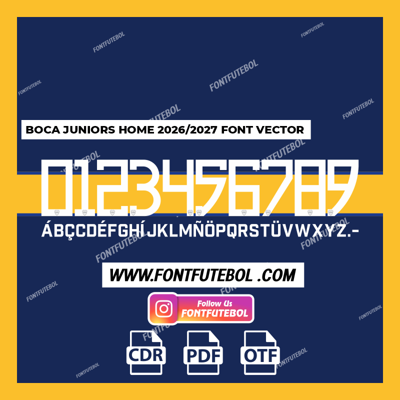 BOCA JUNIORS HOME 2026/202 FONT VECTOR