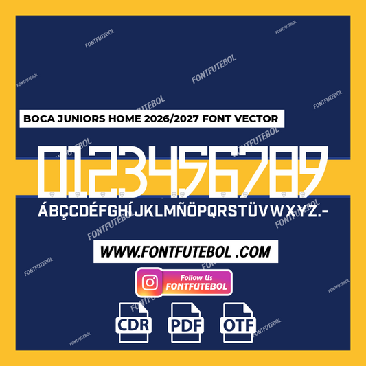 BOCA JUNIORS HOME 2026/202 FONT VECTOR