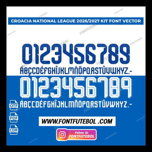 CROACIA NATIONAL LEAGUE 2026/2027 KIT FONT VECTOR