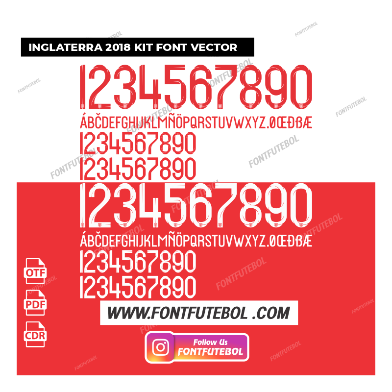 INGLATERRA 2018 KIT FONT VECTOR