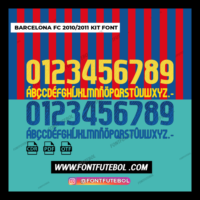 BARCELONA FC 2010/2011  KIT FONT