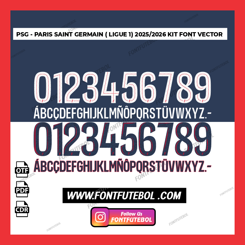 PSG - PARIS SAINT GERMAIN LIGUE 1 2025/2026 FONT VECTOR