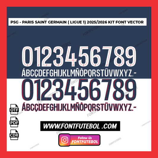 PSG - PARIS SAINT GERMAIN LIGUE 1 2025/2026 FONT VECTOR