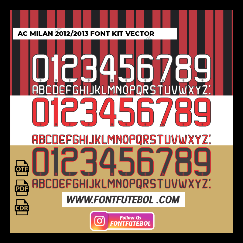 AC MILAN 2012/2013 KIT FONT VECTOR